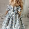 Blue and white and floral stripes ruched smocked dress-5.jpg