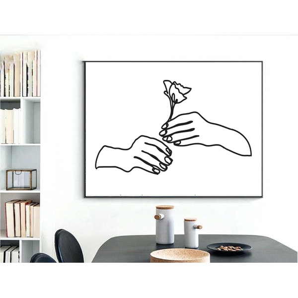 Hands Print Hands Line Drawing Minimal Line Art Digital Prin - Inspire ...