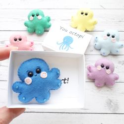 Octopus plush, Pocket hug, Funny Valentine gift, Gifts for boyfriend, Girlfriend gift ideas, Long distance gift, Puns
