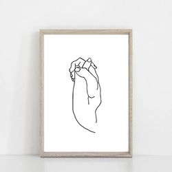 Couple Print Hands Love Drawing Love Wall Art Hands Line Art Minimalist Print Valentines Day Gifts Printable Wall Art