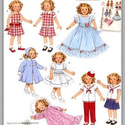 Digital - Vintage Simplicity 2770 Dolls 19" Sewing Pattern - Wardrobe Clothes for Dolls 19" - Vintage 1980s - PDF