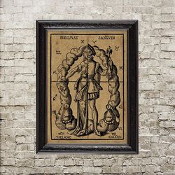 The quintessence of man. Esoteric reproduction. Cosmological decor. Vintage look poster. 213.