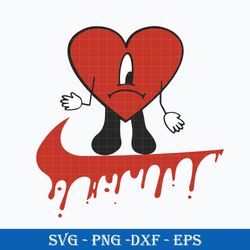 un verano sin ti x nike svg, heart sad bad bunny svg png dxf eps digiatl file
