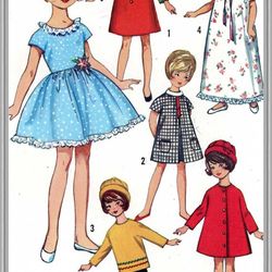 Digital - Vintage Simplicity 6207 Dolls 8" Sewing Pattern - Wardrobe Clothes for Dolls 8" - PDF