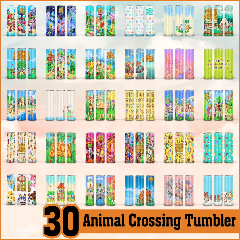 30 Animal Crossing Tumbler Sublimation Digital File PNG Digital File Cup 20 onz Animals Crossings Template.jpg