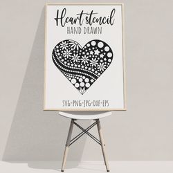 Hand drawn heart stencil clipart - SVG