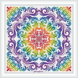 cross stitch pattern panel floral ornament damask rainbow abstract pillow napkin counted crossstitch patterns pdf