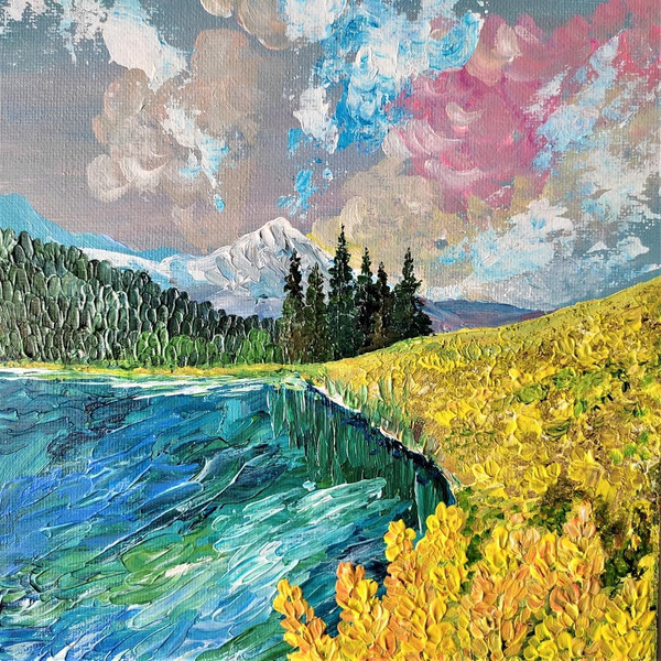 Palette-knife-painting-landscape-mountain-yellow-wildflowers-on-the-shore-of-a-mountain-lake.jpg