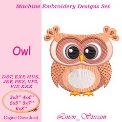 Owl embroidery design in 5 sizes in 8 formats