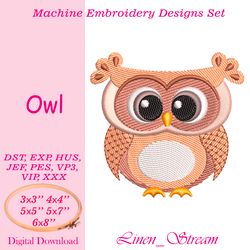 owl embroidery design in 5 sizes in 8 formats