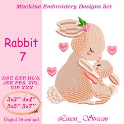 Rabbit 7 embroidery design in 4 sizes in 8 formats