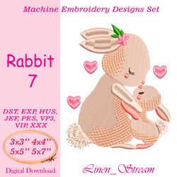 rabbit 7 embroidery design in 4 sizes in 8 formats