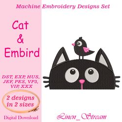 cat & embird embroidery 2 designs in 2 sizes in 8 formats