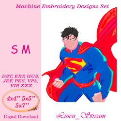 SM embroidery design in 3 sizes in 8 formats.