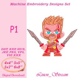 P1 embroidery design in 4 sizes in 8 formats