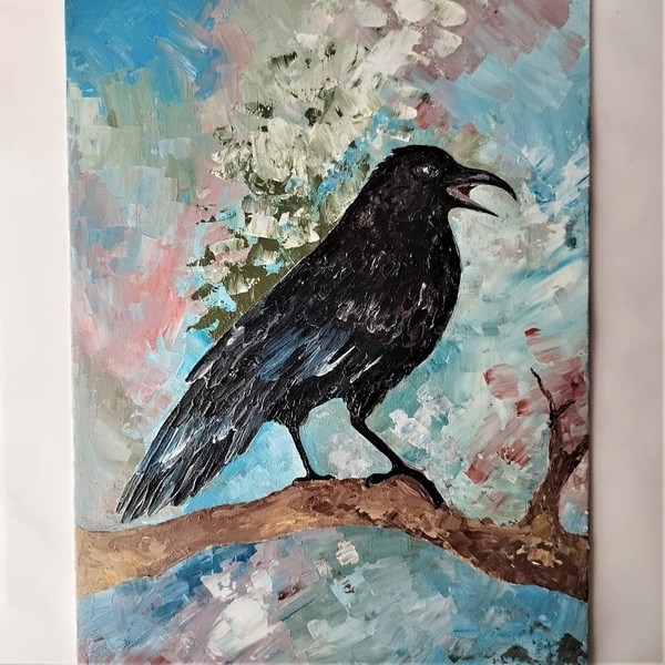 Bird-raven-painting-impasto-art-framed-wall-decoration.jpg