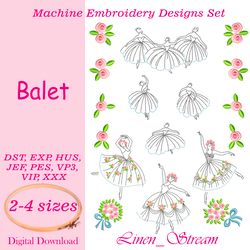 Ballet Set embroidery 10 designs in 2-4 sizes in 8 formats