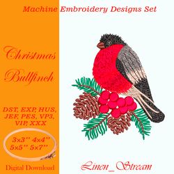 Bullfinch embroidery design in 4 sizes in 8 formats.