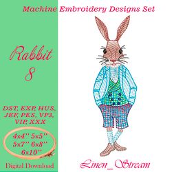 Rabbit 8 embroidery design in 5 sizes in 8 formats.