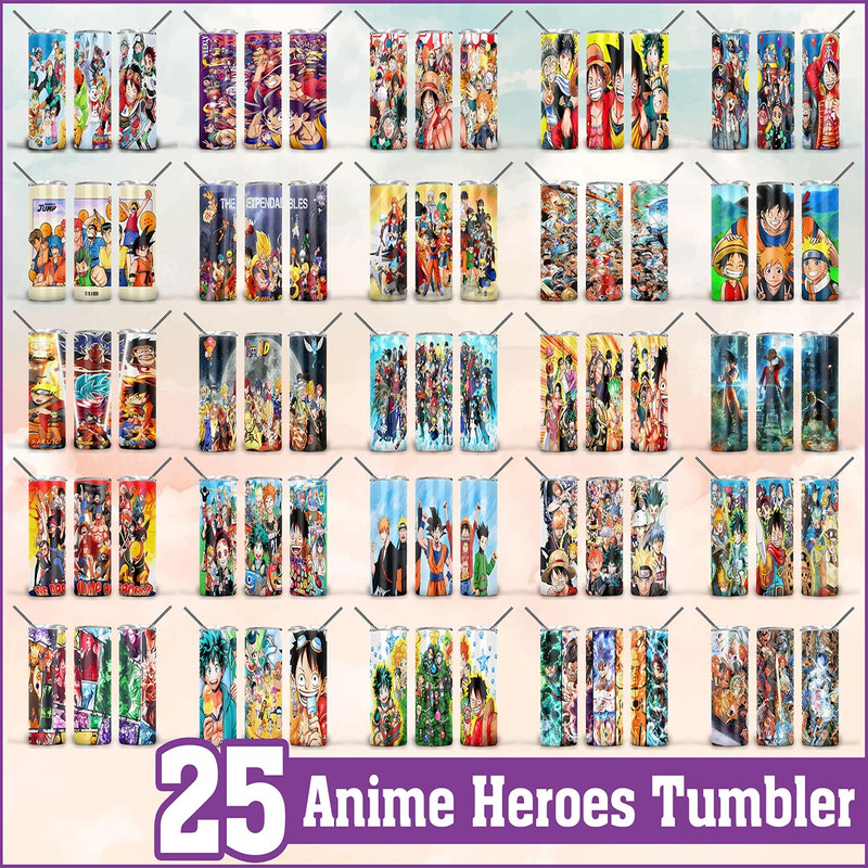 25 Anime heroes Tumbler, Anime heroes PNG, Tumbler design, Digital download.jpg