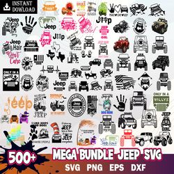 500 mega jeep bundle svg, jeep svg, vector file, instant download