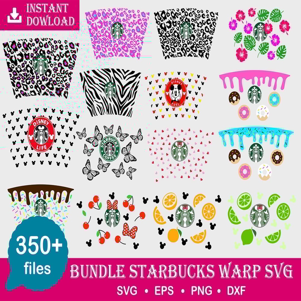 350 Starbucks Wrap SVG Bundle, Starbucks svg, eps, png, dxf.jpg