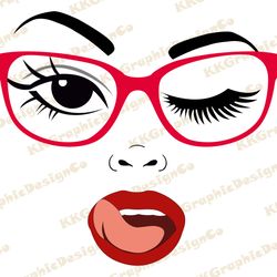 woman face clipart woman in glasses svg wink svg language svg eyelashes svg lips svg makeup svg eyes svg lashes svg