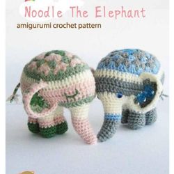 pdf crochet pattern - amigurumi noodle elephant - instant download
