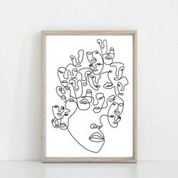 Abstract Line Print Line Drawing Digital Prints Face Wall Art Abstract Drawing Concept Poster Line Art Minimalist Art