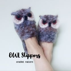 OWL slippers. Pdf file crochet pattern