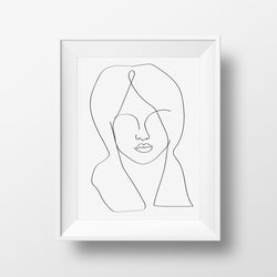 woman face line art abstract face drawing large print digital prints concept poster minimalist wall art one line art