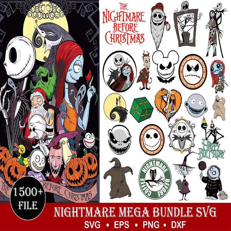 Nightmare Before Christmas svg, Cartoon SVG, Nightmare svg, Jack skellington svg, Jack and sally svg, Cricut cut files, Instant download.jpg