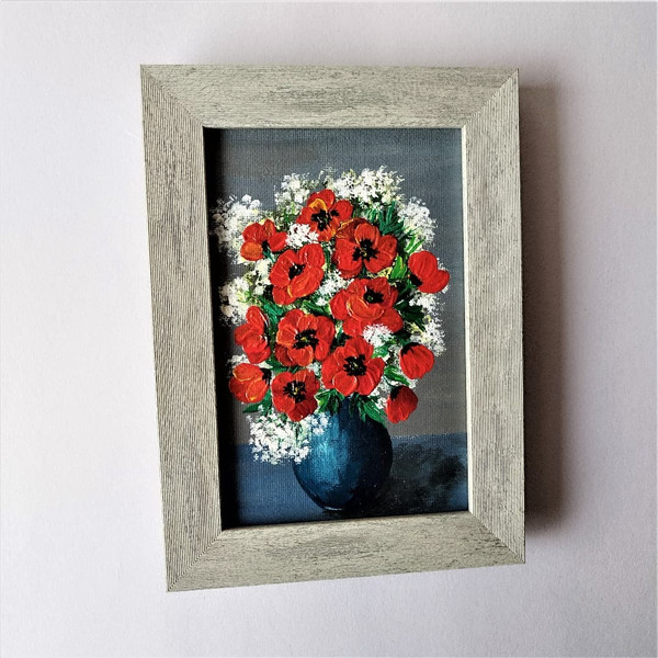 Small-painting-poppies-flowers-bouquet-wall-decor-for-living-room