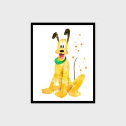 Pluto Disney Art Print Digital Files decor nursery room watercolor