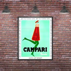 campari soda 1968 a1 size wall print | retro advertising print | italy campari soda print vintage advertising