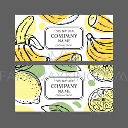 banana lemon labels design sketch vector illustration set