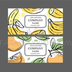 banana orange labels design sketch vector illustration set