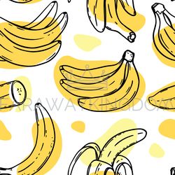 banana pattern delicious fruit sketch seamless background