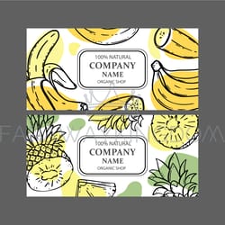banana pineapple labels design sketch vector illustration set