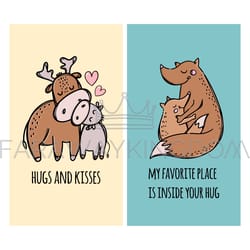 banners with hugs kisses fathers day vector illustration set