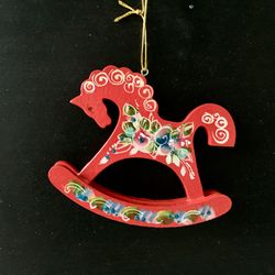 Red Horse | Traditional Russian toy with painting style Khokhloma | Height: 8 cm