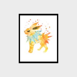 Pokemon Jolteon Art Print Digital Files decor nursery room watercolor