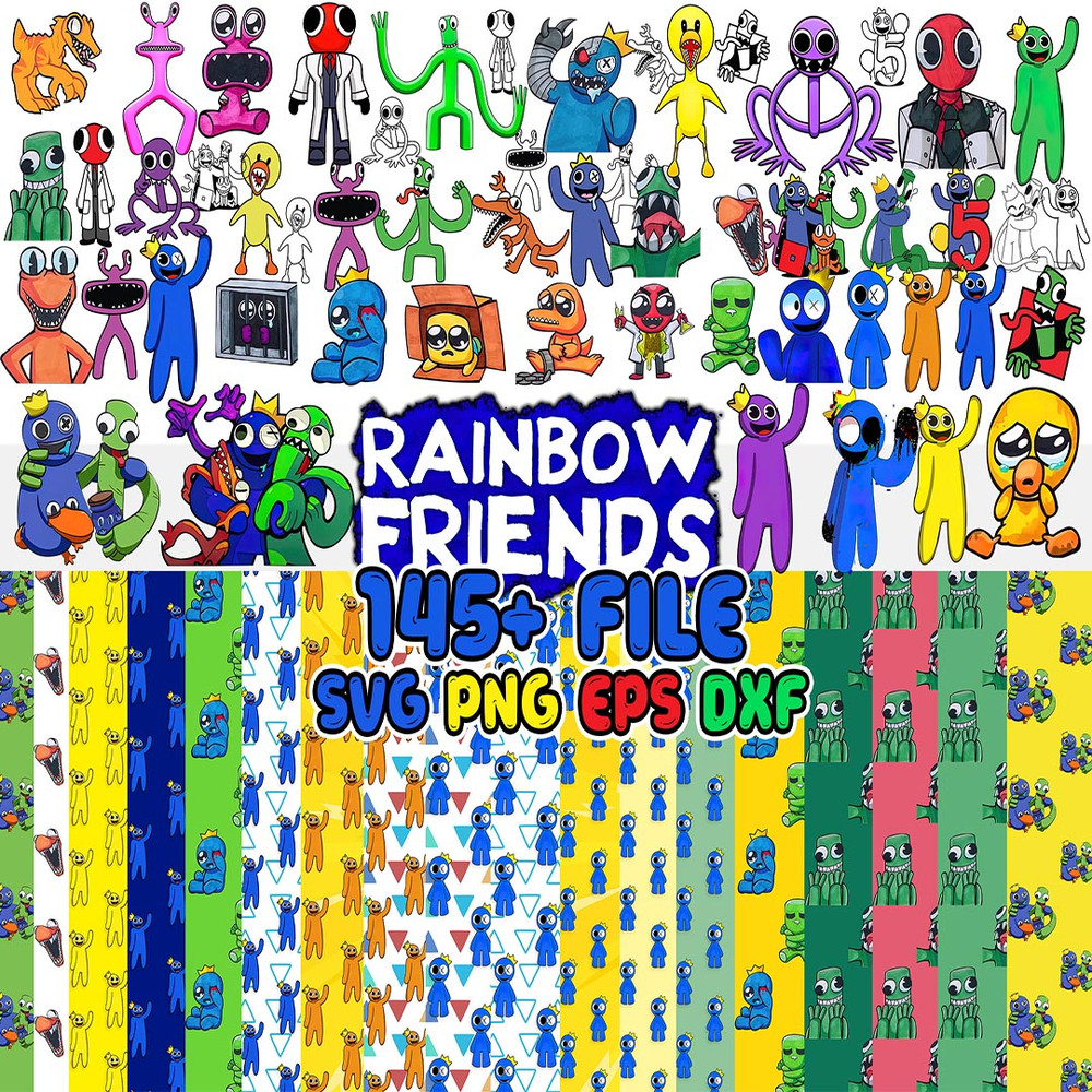 145 Rainbow friends SVG, Rainbow friends PNG, Sublimation, Transfer, Digital download.jpg
