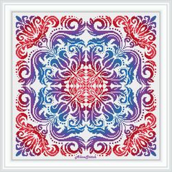 cross stitch pattern panel floral ornament damask monochrome abstract pillow napkin counted crossstitch patterns pdf