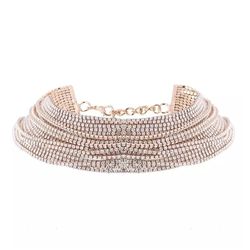 Womens Jewelry Rhinestone Choker Necklace Wide Thick Rhinestone Choker Crystal Collar Lage golden color