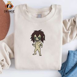 Eren Yeager Embroidered Crewneck, Embroidered Anime Shirt, Attack On Titan Shirt, Anime Embroidered Hoodie, Manga Tee