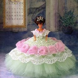 PDF Vintage Crochet Pattern / Crochet dress for Barbie dolls 11-1 / 2" / Miss Calendar - Miss August