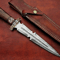 Custom Handmade Damascus Steel Hunting Dagger Knife With leather Sheath2jpg