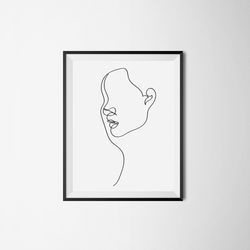 Minimal Line Art Abstract Face Women Line Drawing Digital Prints Face Woman Art Bedroom Wall Art Feminine Line Art
