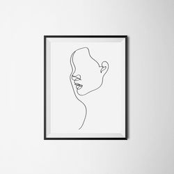 minimal line art abstract face women line drawing digital prints face woman art bedroom wall art feminine line art